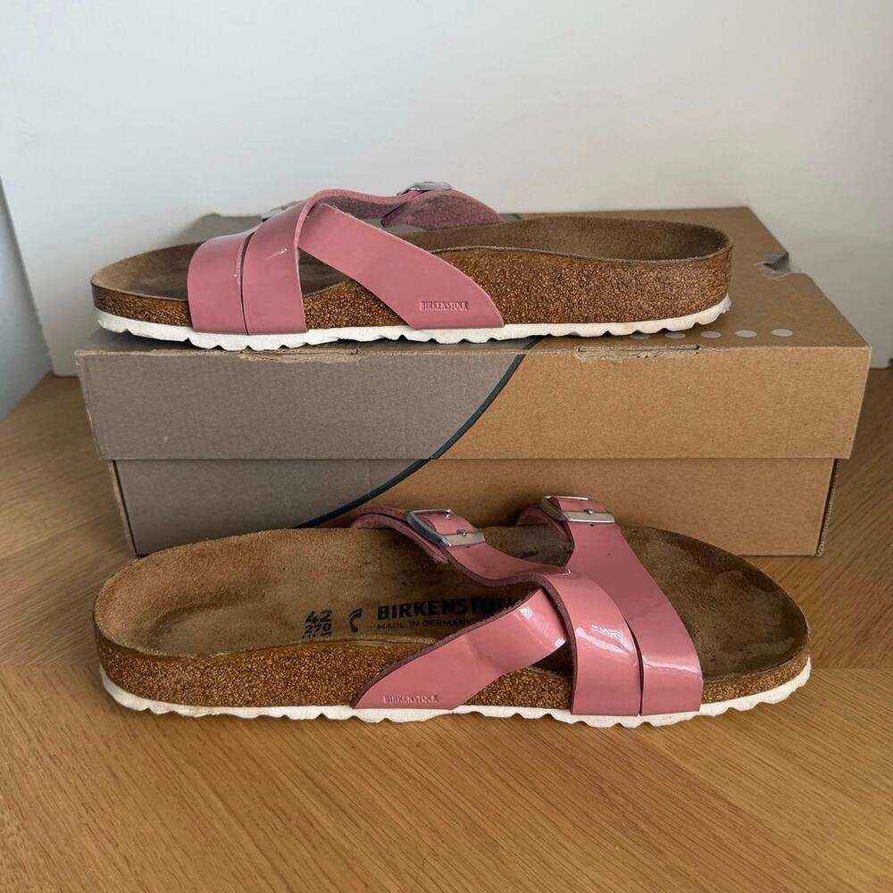 Birkenstock Yao Balance ‘Old Rose’ Patent Leather Unisex Sandals- SZ M 9- W 11 - Picture 8 of 9